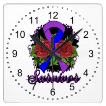 Rheumatoid Arthritis Survivor Rose Grunge Tattoo Square Wallclocks
