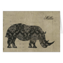 Rhinoceroses Silhouette Personalised Notecard