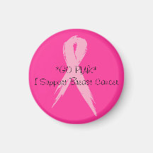 ribbon, *GO PINK* I Support Breast Cancer Fridge Magnet