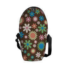 Rickshaw Messenger Bag - Retro Flowers Pattern