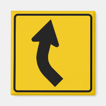 Right Curve Ahead Highway Sign Magnet