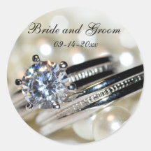 Rings and Pearls Wedding Envelope Seal Stickers