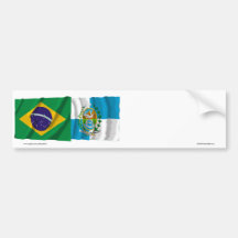 Rio de Janeiro & Brazil Waving Flags Bumper Sticker