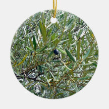 Ripe olive lurking in the leaves christmas tree ornament