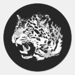 Roaring Jaguar Round Stickers