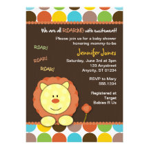 Roaring Lion Dots Baby Shower Invitation