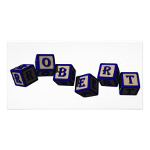 Robert toy blocks in blue picture card