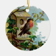 Robin & Birdhouse Victorian Scrapbook Card Christmas Ornaments