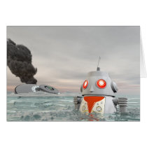 Robot Crash at Sea Card cards