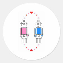Robots Love Round Sticker
