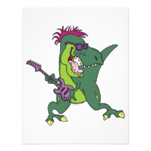rock and roll t-rex cartoon custom invitation