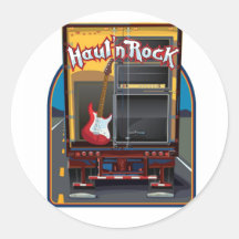 Rock Band Guitar Truck Round Sticker