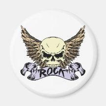 Rock Skull with Wings Fridge Magnet