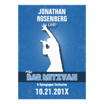 Rock Star Bar Mitzvah Invitation in Blue