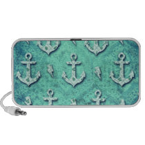 Rockabilly nautical anchor pattern in blue. speakers