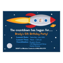 Rocket Ship Birthday Party Invitation
