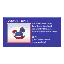 Rocking Horse  Americana Baby Shower Customized Photo Card