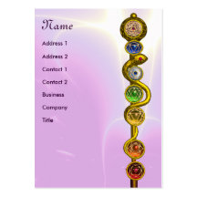 ROD OF ASCLEPIUS WITH 7 CHAKRAS ,SPIRITUAL ENERGY BUSINESS CARDS