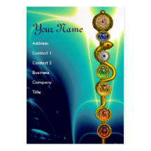 ROD OF ASCLEPIUS WITH 7 CHAKRAS ,SPIRITUAL ENERGY BUSINESS CARD TEMPLATES