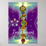 ROD OF ASCLEPIUS WITH 7 CHAKRAS ,SPIRITUAL ENERGY PRINT