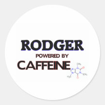 Rodger Powered by Caffeine Round Stickers