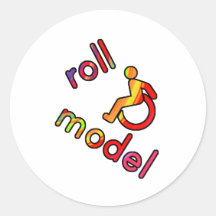 Roll Model - Disability Tees - in bright colours Round Sticker