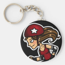 Roller Derby Jammer red Keychain