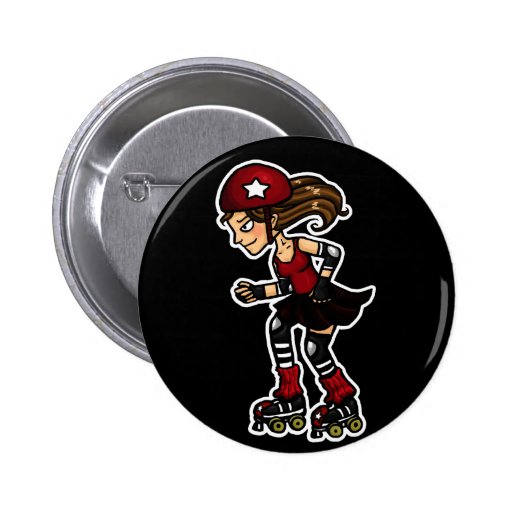Roller Derby Jammer red Pinback Buttons