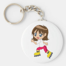 Rollerblading Girl Keychain