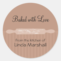 Rolling Pin with Flour from the Kitchen of Round Sticker