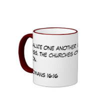 Romans 16:16 mug