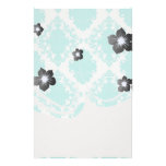 romantic aqua blue on white elegant damask custom stationery