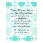 romantic aqua blue white damask design custom announcements