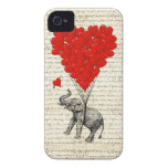 Romantic elephant & heart balloons iPhone 4 covers