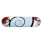 Romantic Flower Swirls In Blue & Red Skateboard Decks