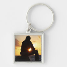 Romantic Man at Sunset Key Chains