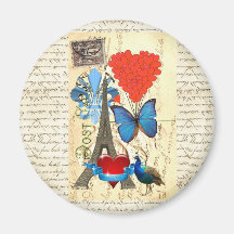 Romantic Paris collage Fridge Magnet
