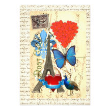 Romantic Paris collage Personalized Invitation