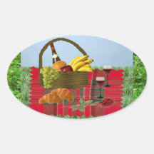 Romantic Picnic Oval Stickers