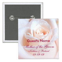 Romantic Rose Personalised Wedding Button