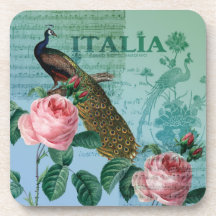 Romantic Roses Musical Peacock Drink Coasters