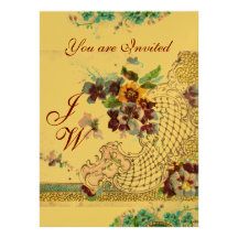 ROMANTİCA  2 MONOGRAM GOLD Metallic Paper Personalized Announcement