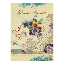 ROMANTİCA  2 MONOGRAM White Champagne Metallic Invitations