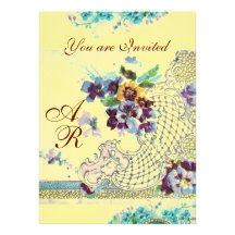 ROMANTİCA  2 MONOGRAM yellow,linen Custom Announcement