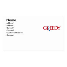 Romney is Greedy Business Card Template