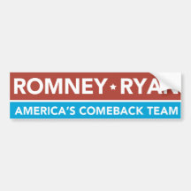 Romney Ryan America's Comeback Team Bumper Sticker
