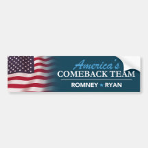Romney Ryan America's Comeback Team Flag Bumper Bumper Stickers