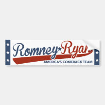 Romney Ryan America's Comeback Team Script Bumper Bumper Sticker