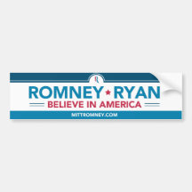Romney Ryan Believe IN America Bumper Sticker