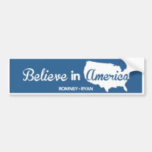 Romney Ryan Believe In America Bumper Sticker Blue